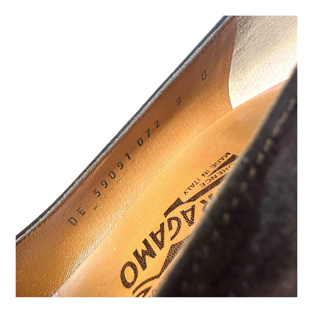 Salvatore Ferragamo Women’s 9 B Brown Suede Pumps VTG Vintage Tortoise Heel - Picture 9 of 13